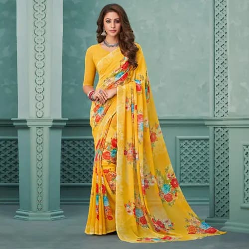 Generic Georgette Printed Saree, piece